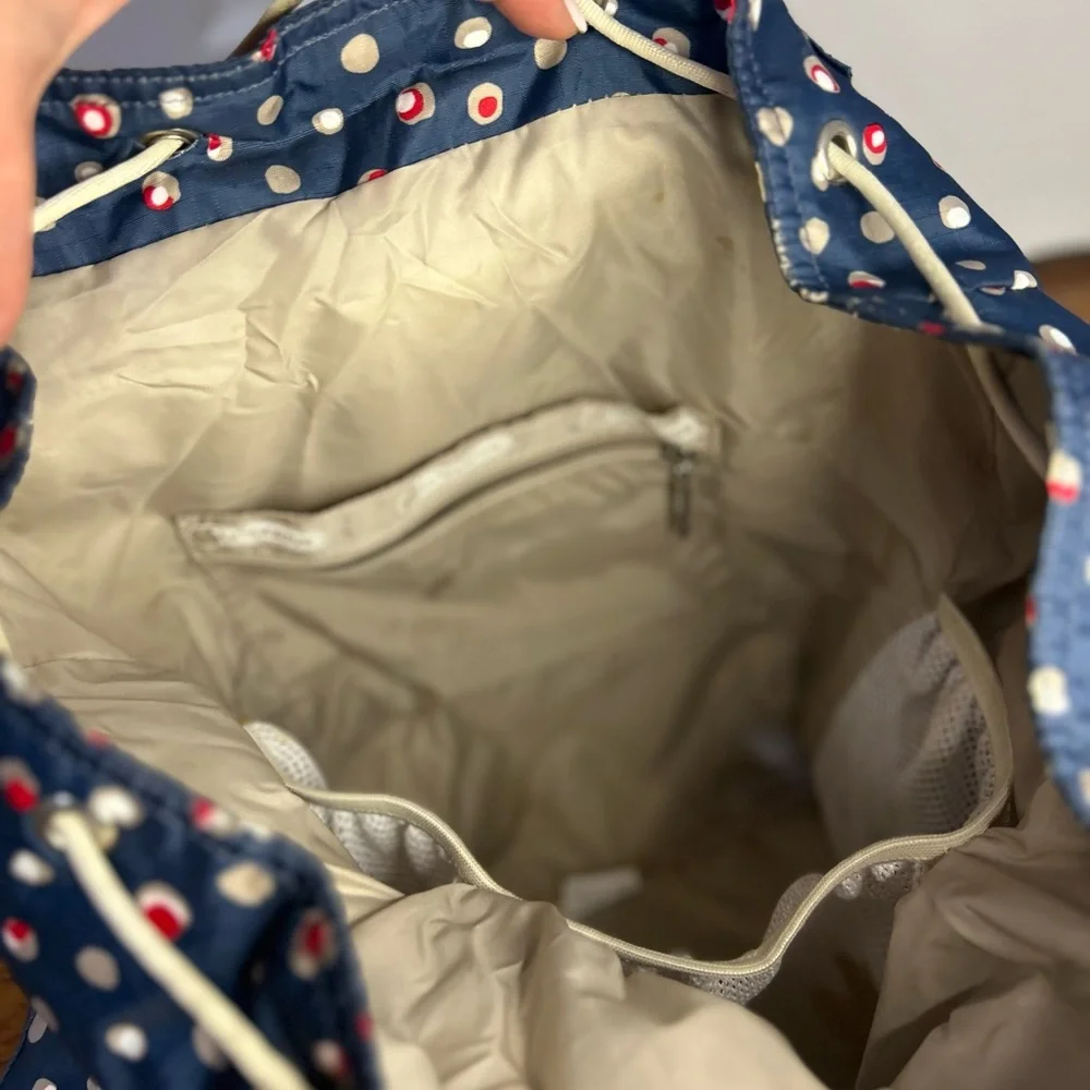 LeSportsac Navy Polka Dot Backpack - Navy with Red & White Dots